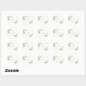 Sticker Rond Charme Fleurs Blanches Parties scintillant Or Cadr (Feuille)