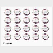 Sticker Rond Charme Lavande Purple Floral Mariage (Feuille)