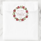 Sticker Rond Charme Noël Rouge Blanc Poinsettia Mariage (Sac)