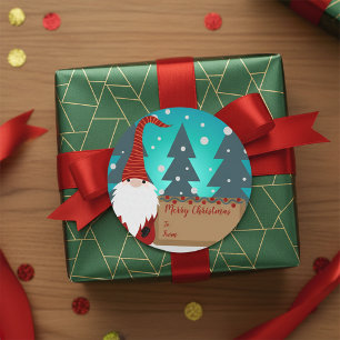 Sticker Rond Charme nome neige hiver Wonderland Noël