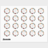 Sticker Rond Charme rustique Bourgogne Blush rose Mariage Flora (Feuille)