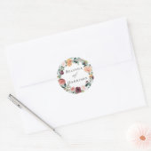 Sticker Rond Charme rustique Bourgogne Blush rose Mariage Flora (Enveloppe)