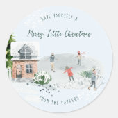 Sticker Rond Charme rustique d'hiver | Noël familial des Fêtes (Devant)