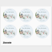 Sticker Rond Charme rustique d'hiver | Noël familial des Fêtes (Feuille)