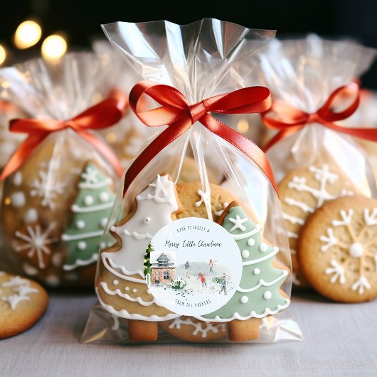 Sticker Rond Charme rustique d'hiver | Noël familial des Fêtes