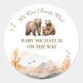 Sticker Rond Charming Autumn Woodland Bear Family (Devant)