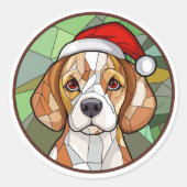 Sticker Rond Charming Canine Cheer : Noël à thème Beagle (Devant)