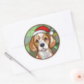 Sticker Rond Charming Canine Cheer : Noël à thème Beagle (Enveloppe)