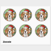 Sticker Rond Charming Canine Cheer : Noël à thème Beagle (Feuille)
