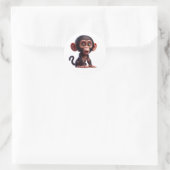 Sticker Rond Charming Chimp Whimsy - Adorable Cartoon Primate (Sac)