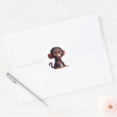 Sticker Rond Charming Chimp Whimsy - Adorable Cartoon Primate (Enveloppe)