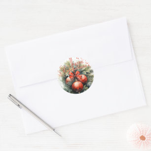 Sticker Rond Charming Christmas Mistletoe Numéro personnalisé