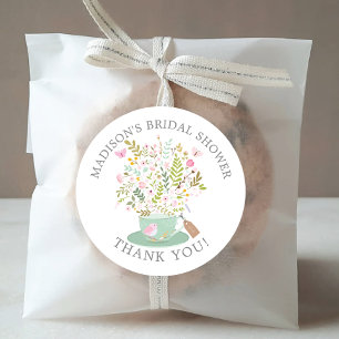 Sticker Rond Charming Floral Tea Bridal Tea Party