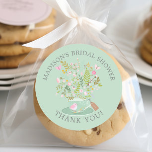 Sticker Rond Charming Floral Tea Bridal Tea Party