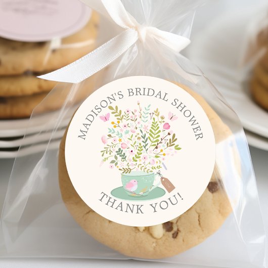 Sticker Rond Charming Floral Tea Bridal Tea Party