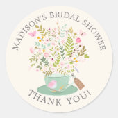 Sticker Rond Charming Floral Tea Bridal Tea Party (Devant)