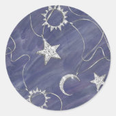 Sticker Rond Charming mystique | Étoiles de lune d'argent Sun A (Devant)