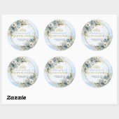 Sticker Rond Charming Pastel Blue Gold Eucalyptus Quinceañera  (Feuille)