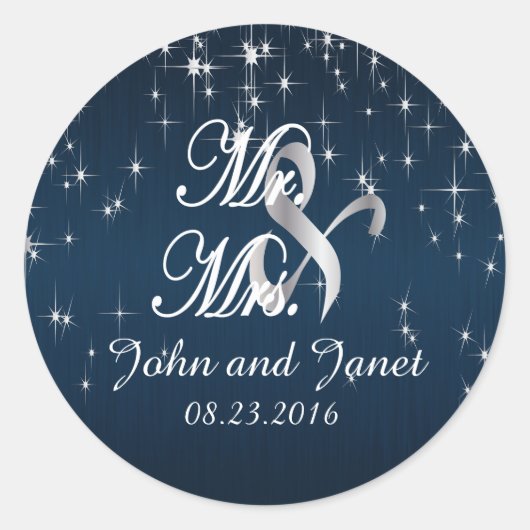 Sticker Rond Charming Star Struck Mariage en bleu marine 2 (Devant)