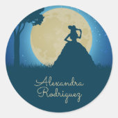 Sticker Rond Charro Silhouette avec Lune Quinceañera (Devant)