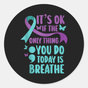 Sticker Rond Charte de prévention du suicide violet et sarcelle