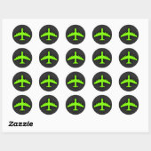 Sticker Rond Chartreuse, avion Neon Green (Feuille)