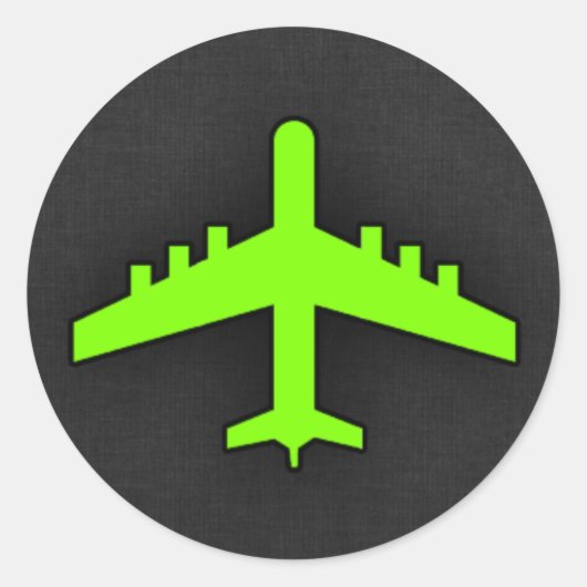Sticker Rond Chartreuse, avion Neon Green (Devant)