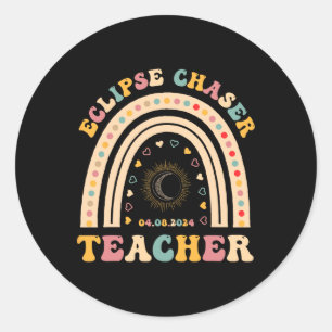 Sticker Rond Chaser Eclipse Solaire 2024 Avril 8 Enseignant