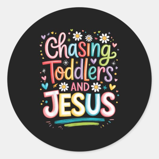 Sticker Rond Chasing Toddlers And Jesus (Devant)