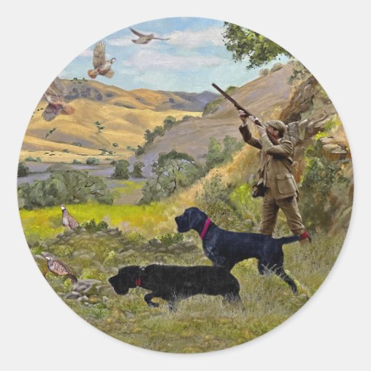 Sticker Rond Chasse à la perdrix de Chukar (Devant)