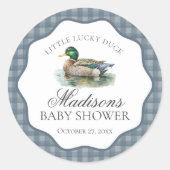 Sticker Rond Chasse à la sarcelle gingham bébé garçon Baby Show (Devant)