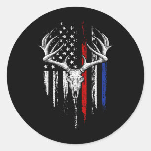 Sticker Rond Chasse à l'arc Drapeau Américain Usa Arc Cerf de V
