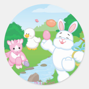 Sticker Rond Chasse à oeufs de célébration de ressort