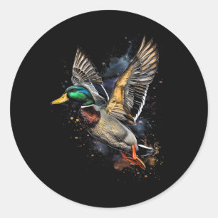 Sticker Rond Chasse au canard Chasse à la sauvagine Mallard Cha