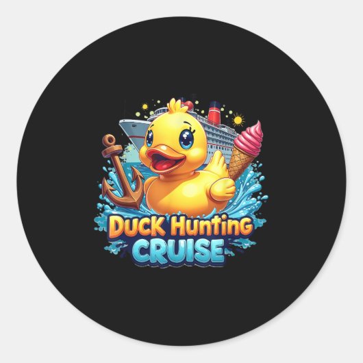 Sticker Rond Chasse au canard Chasseur de croisière en caoutcho (Devant)