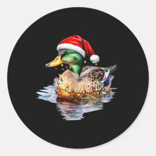 Sticker Rond Chasse au canard de Noël Père Noël Xmas Pays Lumiè