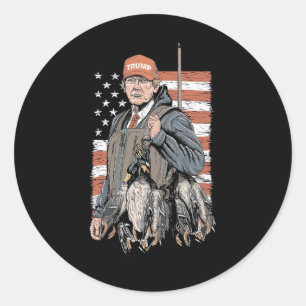 Sticker Rond Chasse au canard Trump Camo Bonjour Chasse Saison