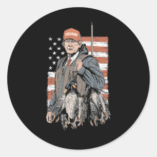 Sticker Rond Chasse au canard Trump Camo Bonjour Chasse Saison