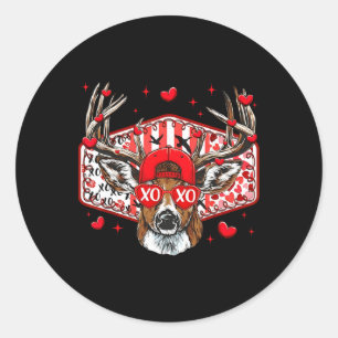 Sticker Rond Chasse au cerf Xoxo Saint-Valentin Buck Boys Casqu