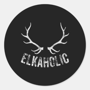 Sticker Rond Chasse au wapiti Chasse drôle Elkaholic