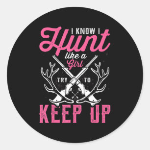Sticker Rond Chasse Aux Cerfs Chasseurs De Cadeaux Amoureux Je