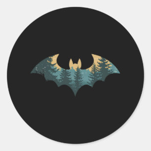 Sticker Rond Chasse aux chauves-souris Randonnée Camping en ple