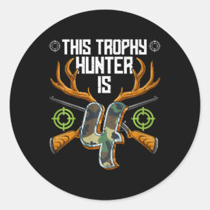 Sticker Rond Chasse aux enfants 4e anniversaire