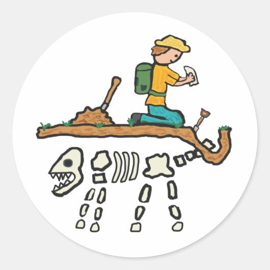 Sticker Rond Chasse aux fossiles (Devant)