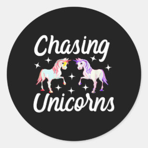 Sticker Rond Chasse aux licornes magiques