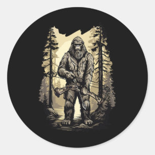 Sticker Rond Chasse aux seins Bigfoot Drôle Chasse Cadeau