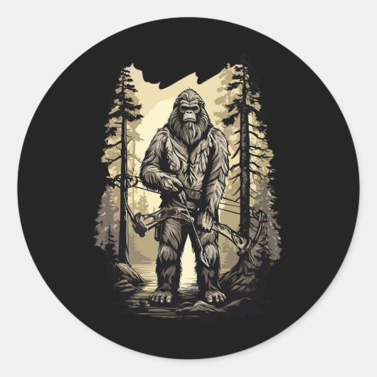 Sticker Rond Chasse aux seins Bigfoot Drôle Chasse Cadeau (Devant)