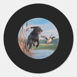 Sticker Rond Chasse Black Labrador Lab Chasse aux canards. Oise