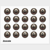 Sticker Rond Chasse Brown et rouge heureuse Chasse effrayante C (Feuille)