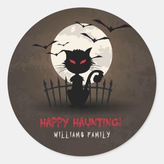 Sticker Rond Chasse Brown et rouge heureuse Chasse effrayante C (Devant)